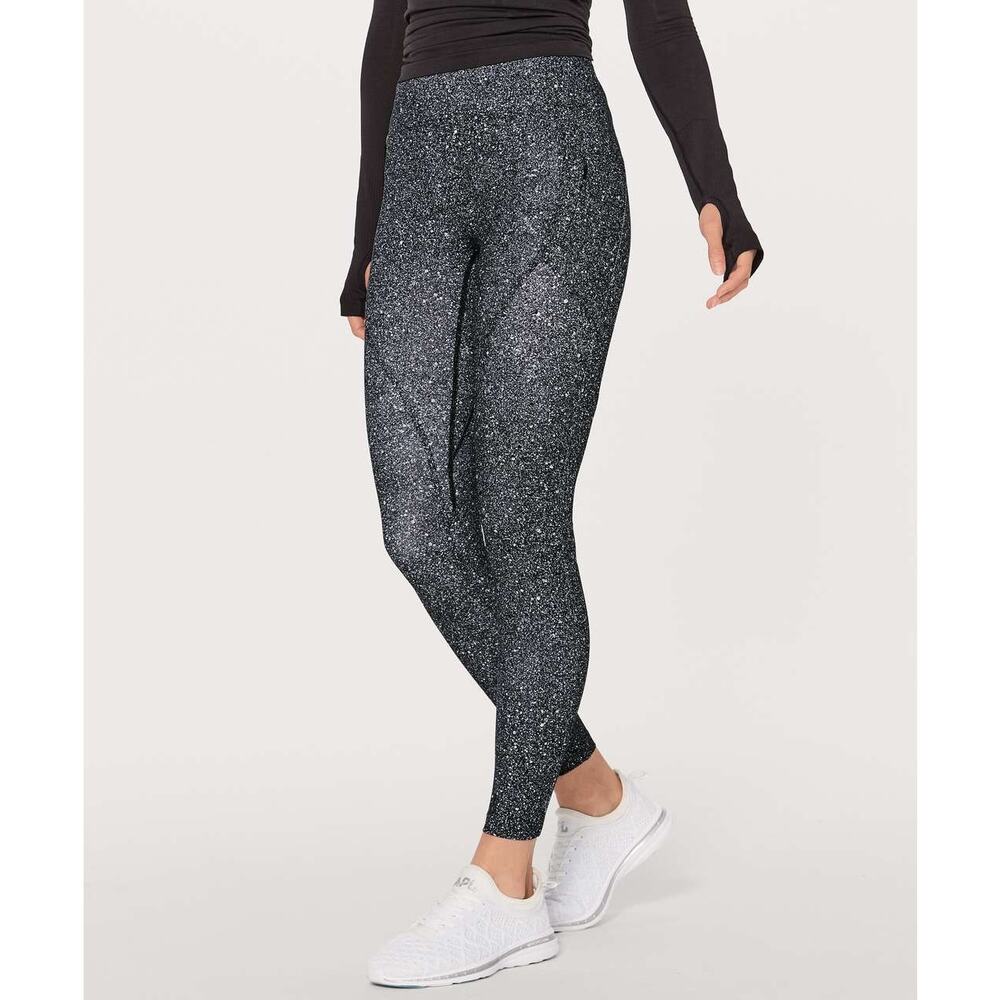 Lululemon Black Speckle Lead the Pack 28" Legging Size 6 Athleisure Workout
